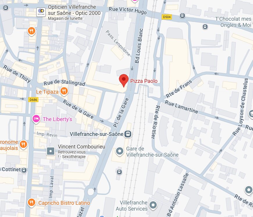 plan google maps de Pizza Paolo à Villefranche sur saone